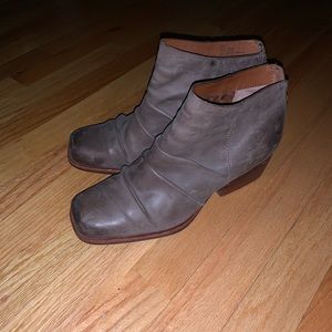 Distressed leather booties